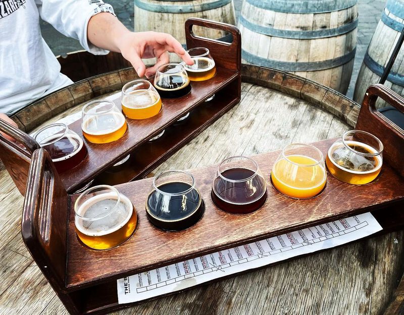 A flight of beers for tasting